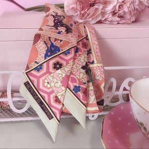 Hermes pink multicoloured twilly scarf